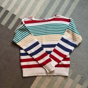 Striped Multicolor Women's Sweater Cotton Women’s Medium Boatneck